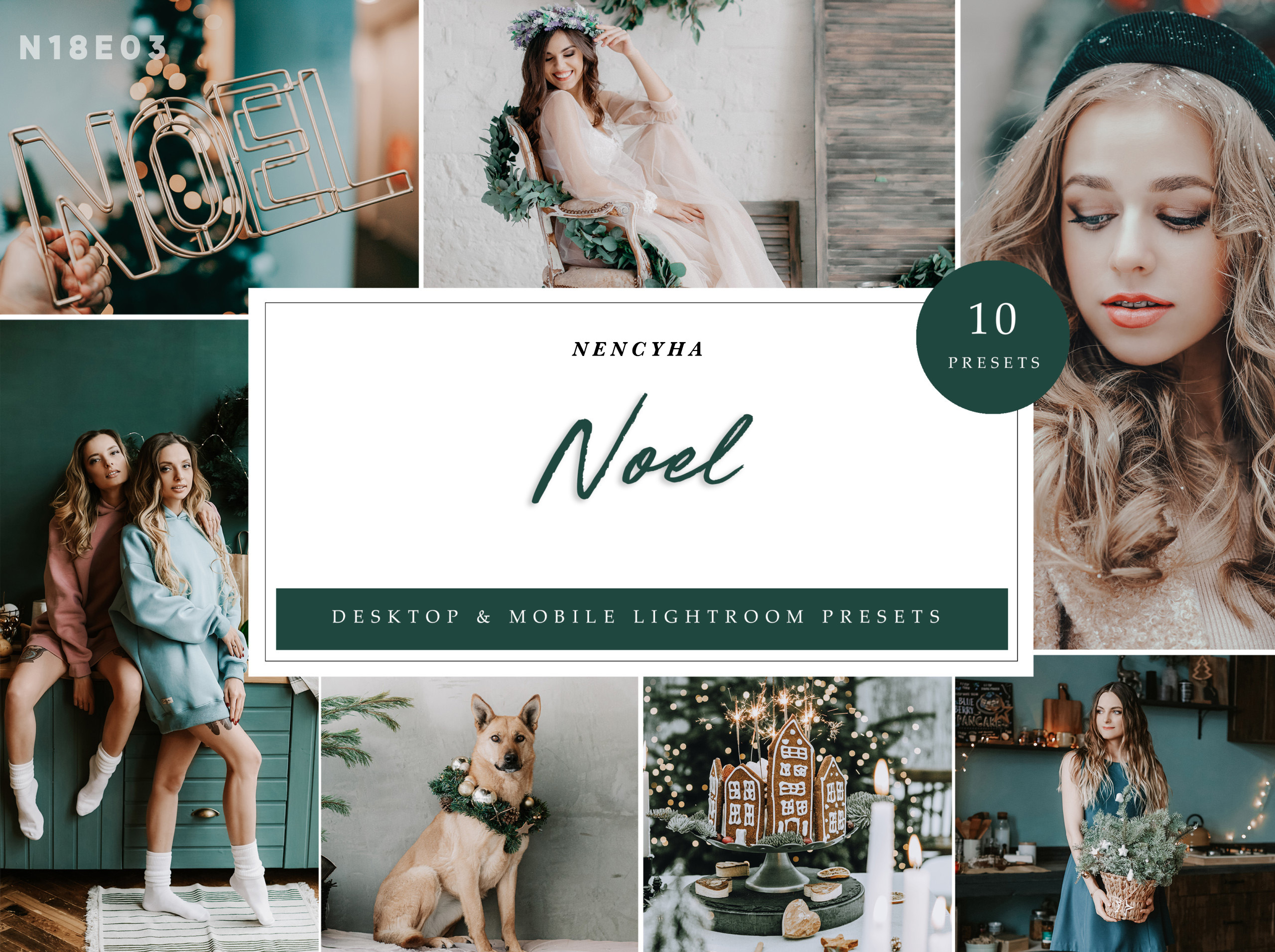 10 x Noel Lightroom Presets, Christmas Presets, Green Presets, Portrait Presets (xmp/acr, dng, lr) N18E03 1 noel lightroom presets christmas