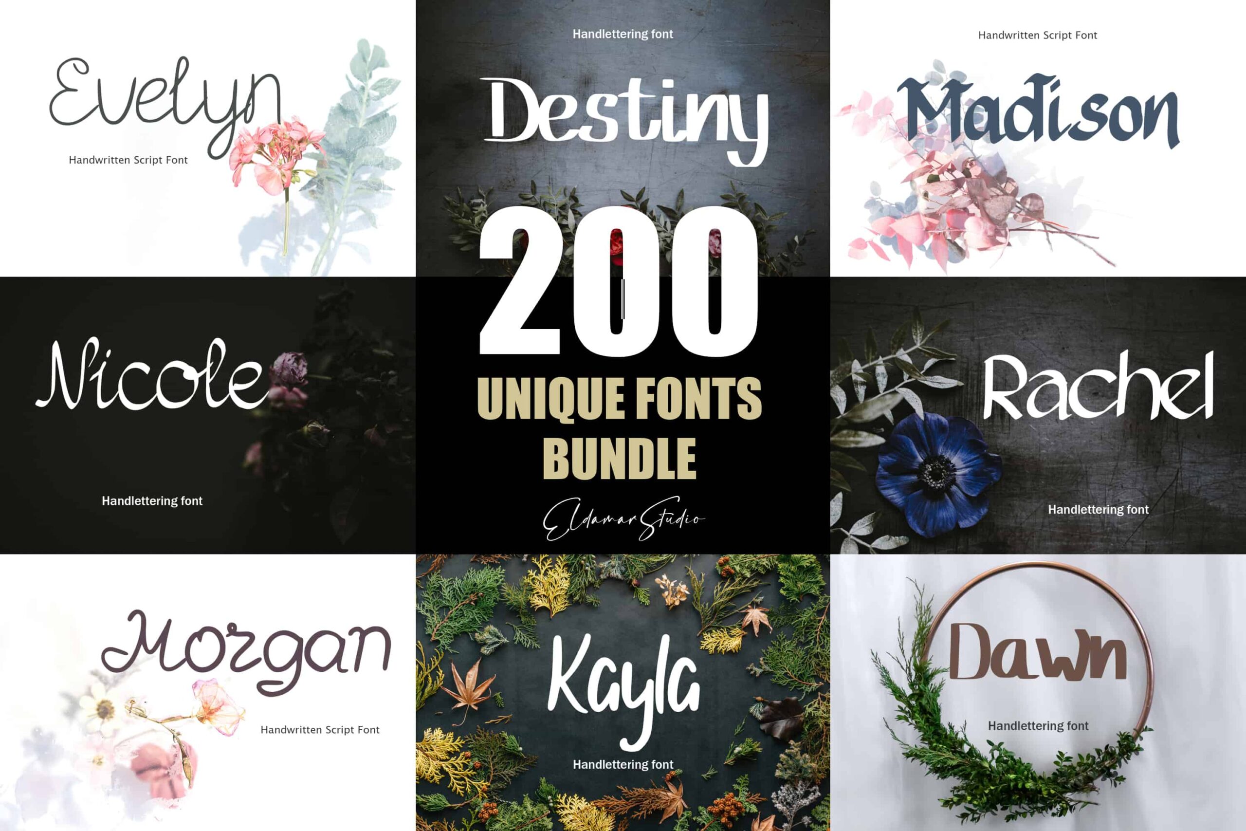 Eldamar Studio - 200 Unique Fonts Bundle - Bộ Sưu Tập 200 Phông Chữ Độc Đáo F64E88 1 Eldamar Studio - 200 Unique Fonts Bundle - Bộ Sưu Tập 200 Phông Chữ Độc Đáo