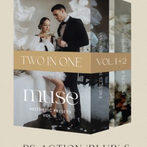 Vicky Baumann - Muse Two In One Bundle — Gói Preset Kèm Hướng Dẫn và PS Action 2 Trong 1 Dành Cho Nhiếp Ảnh Cưới Vicky Baumann 2026 (xmp/acr, mp4, atn) T125R74