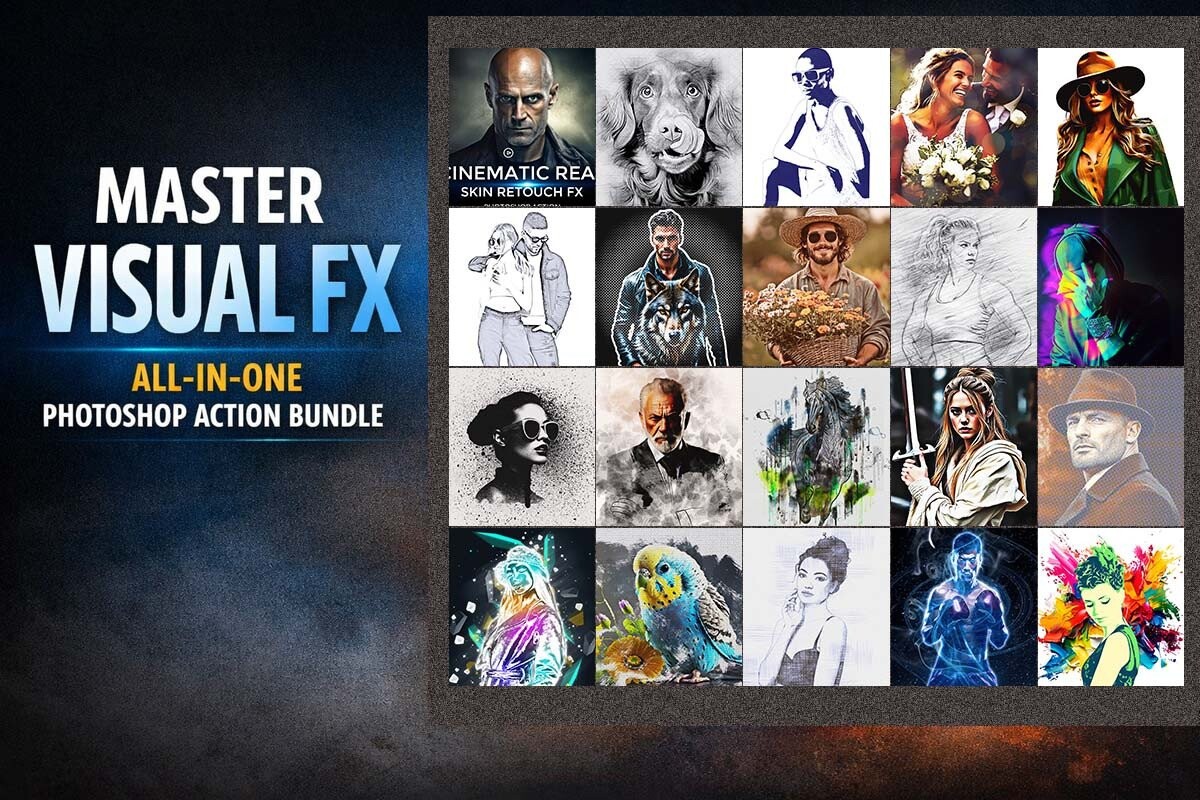 Master Visual FX Photoshop Action Bundle — Bộ Action Hiệu Ứng Hình Ảnh Cao Cấp cho Photoshop (atn) D130X51