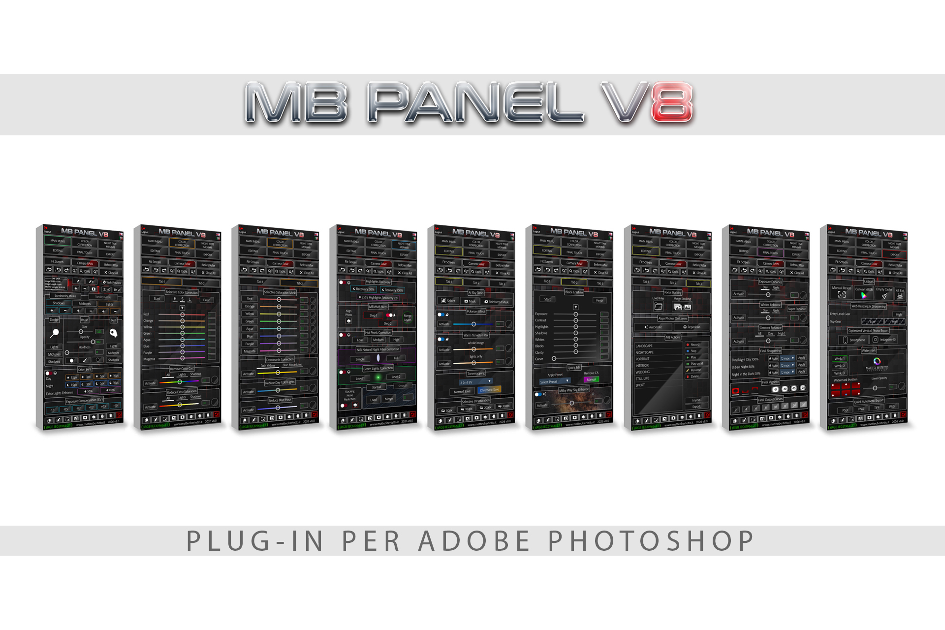 Matteo Bertetto MB Panel V8 — Plugin Dành Cho nhiếp ảnh phong cảnh - macro - chân dung - tĩnh vật - phóng sự và nhiếp ảnh đường phố P139X52